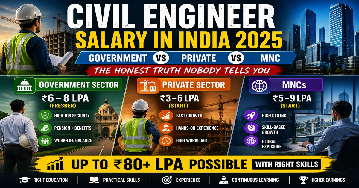 Civil Engineer Salary in India 2026 💰 Government vs Private